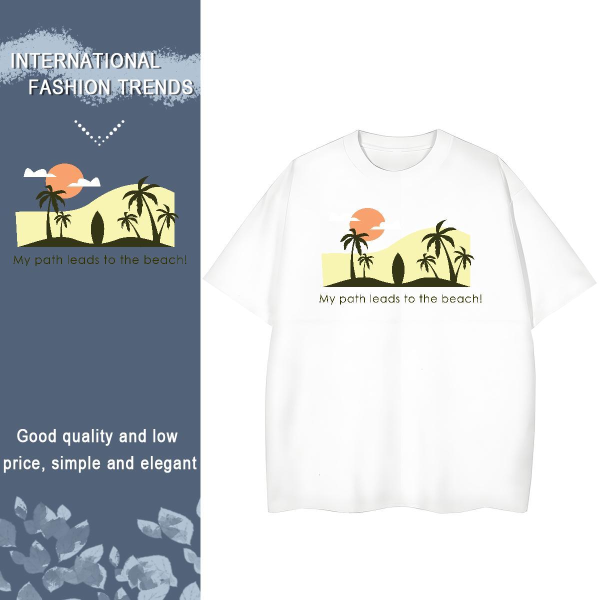 Soft Lady T shirt 230g Pure Cotton wave Casual Women T Shirts Short Sleeve O-Neck White Plus Size Clothes
