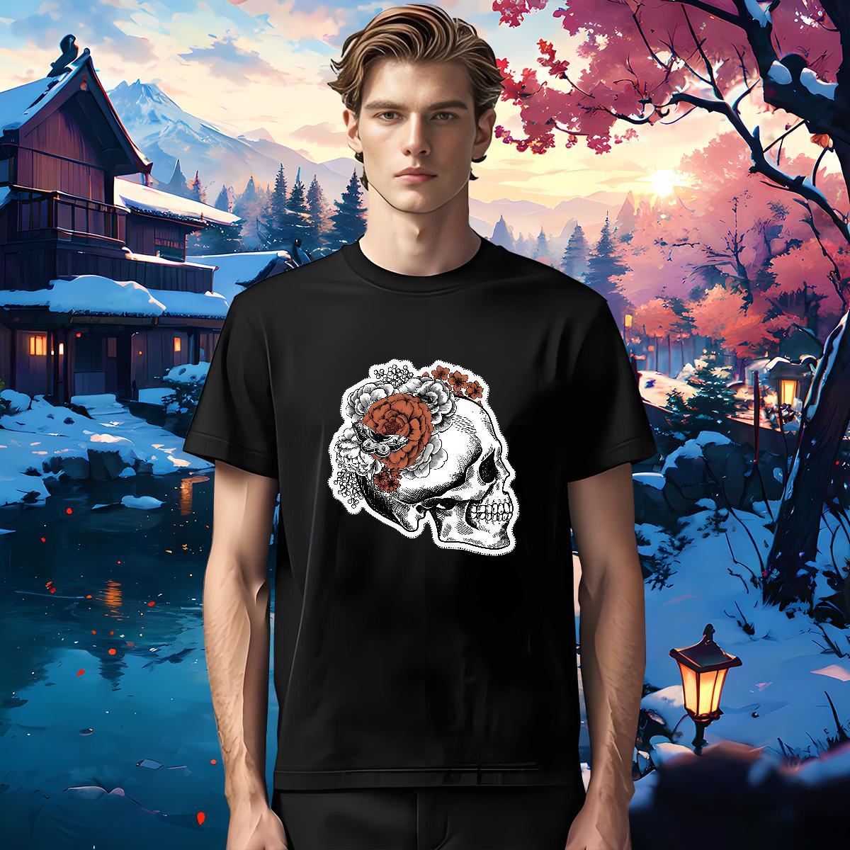 Cool Design T shirt 100% Cotton 230g flower Casual Beach Oversized Breathable Short Sleeve Men Clothes T-Shirt Fashion New Top Tees