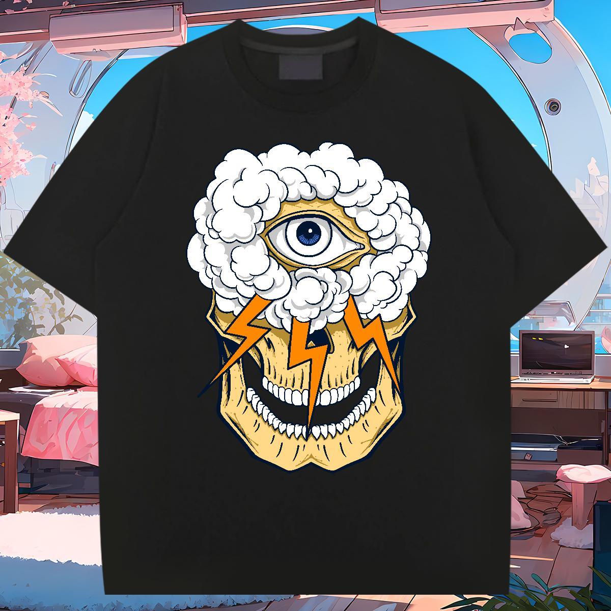 Loose Man T Shirts 230g Pure Cotton skull Casual Daily Wear Custom Print Oversized Breathable Men Tees Stylist Tees Shirts