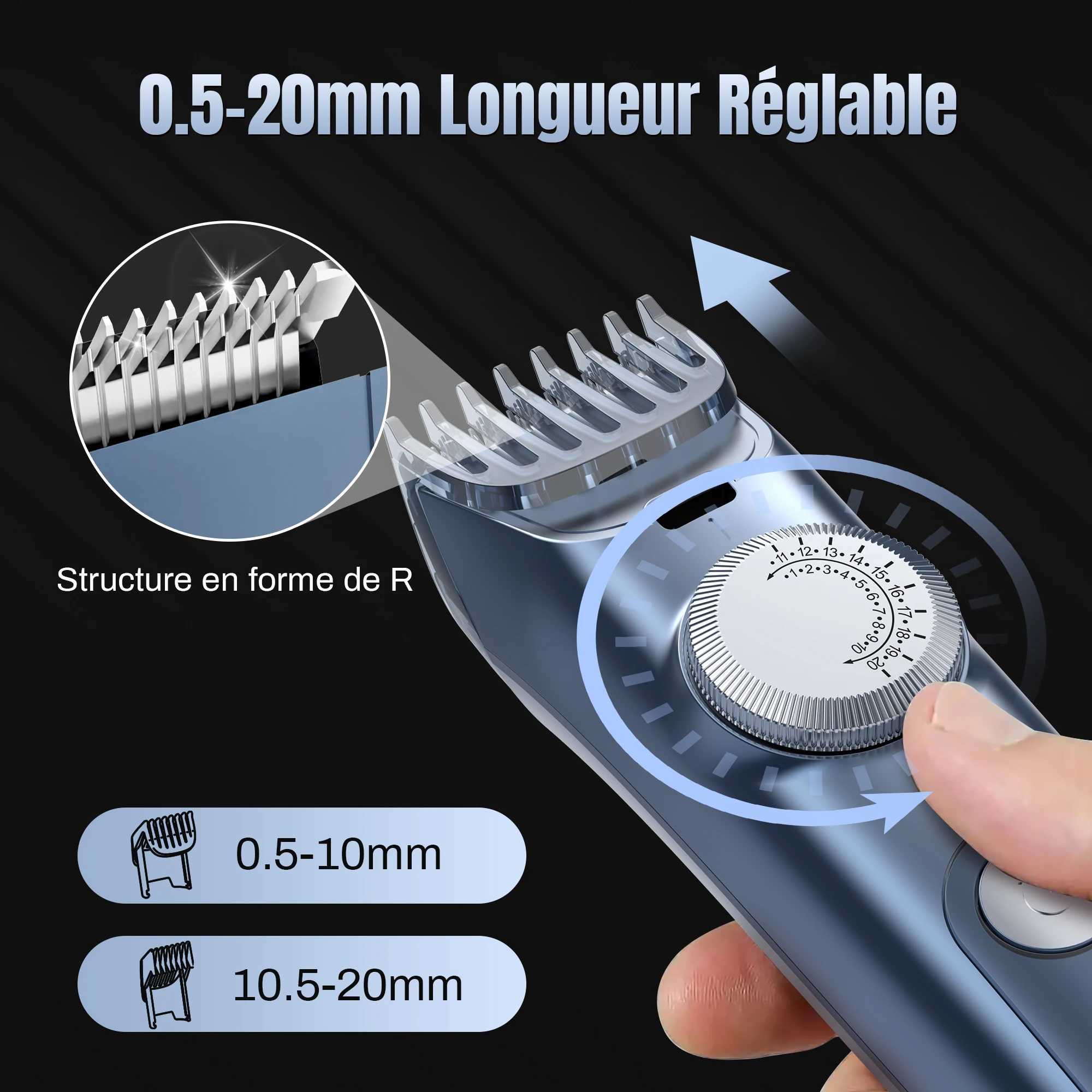 Professional Electric Hair Clippers 800mah Powerful Battery Electric Hair Trimmer Adjustable Speed LED Digital Carving Razor W241227