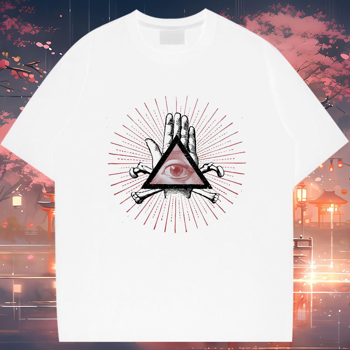 Classic Men T Shirts 100% Cotton 230g eye of the devil Street Cartoon Printing L-4XL O Neck Short Sleeves Mens Tshirts Brand Tees