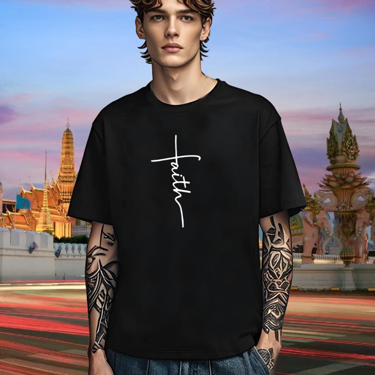 Loose Fit T Shirts Men 100% Cotton 230g letter Home Outdoor Customized Pure Cotton Men Tees DIY Tops Tees