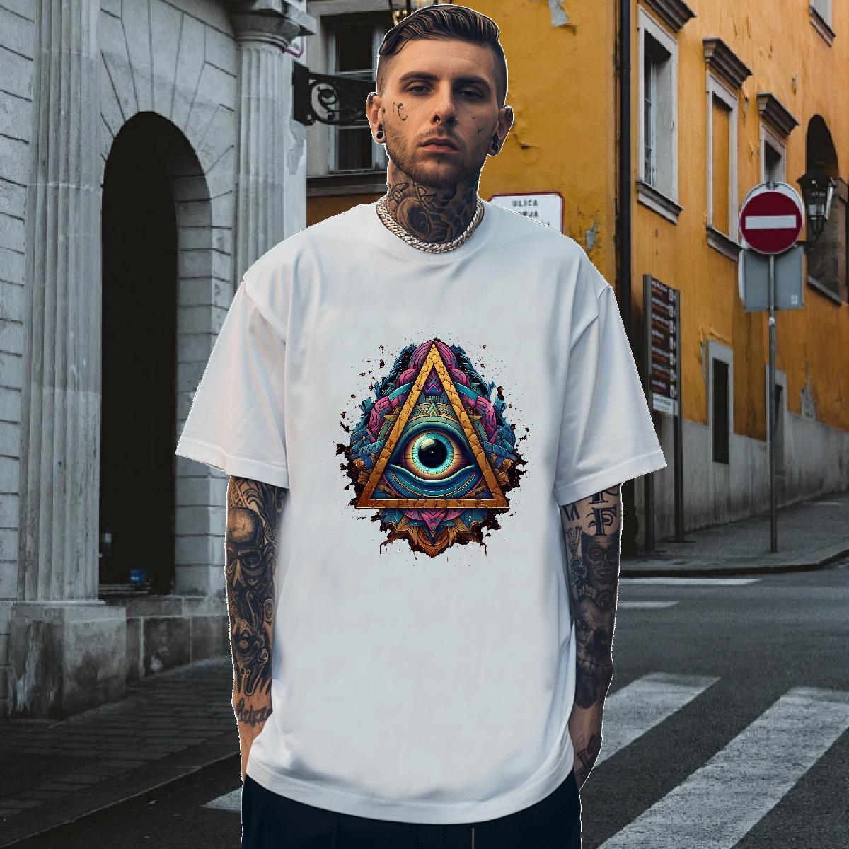 Classic Man T Shirts 230g 100% Cotton eye of the devil Hip Hop Street Oversized Breathable Couples T Shirts Fashion Designer Wear