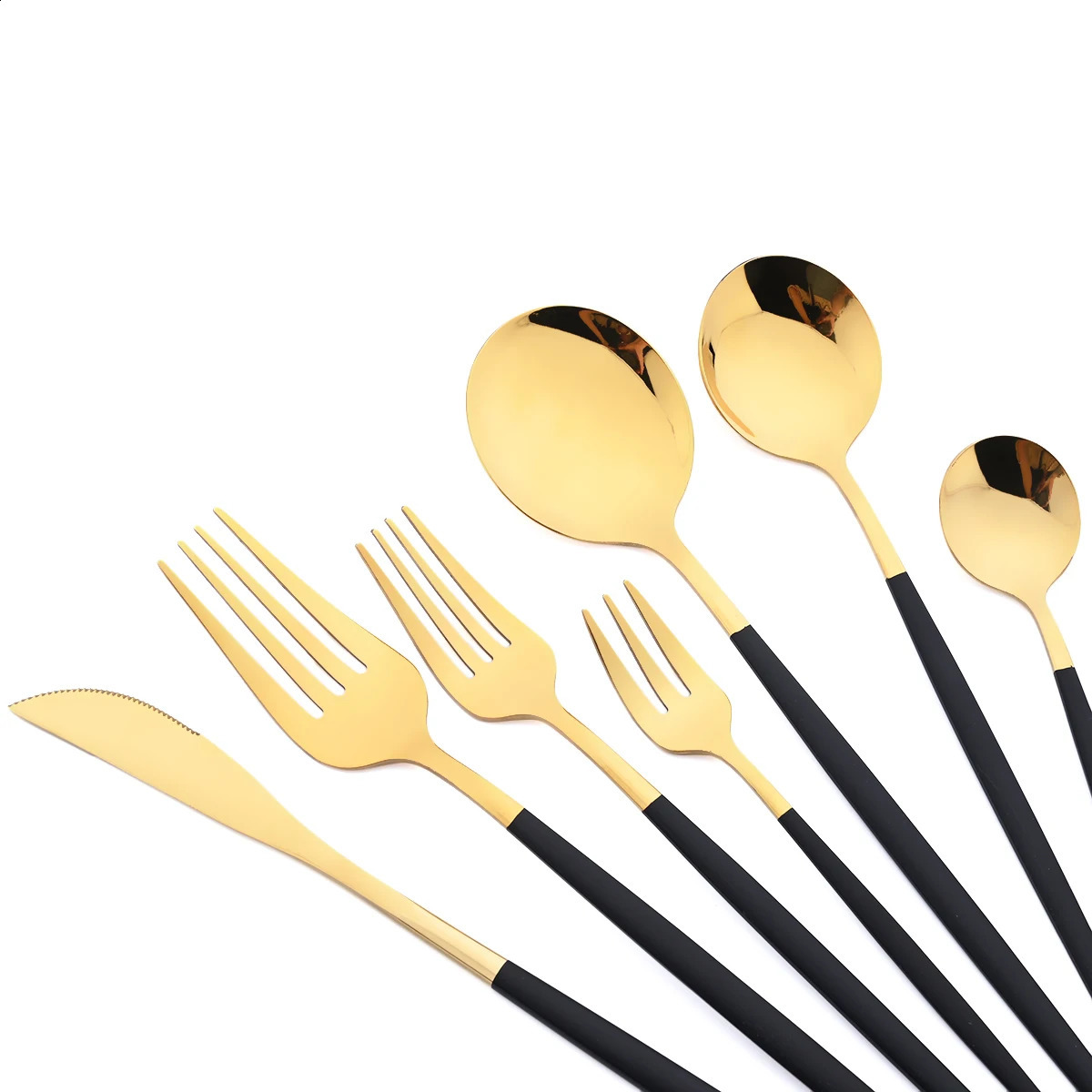 36 pieces of black gold cutlery set including knives dessert forks coffee spoons tableware stainless steel and party 240827
