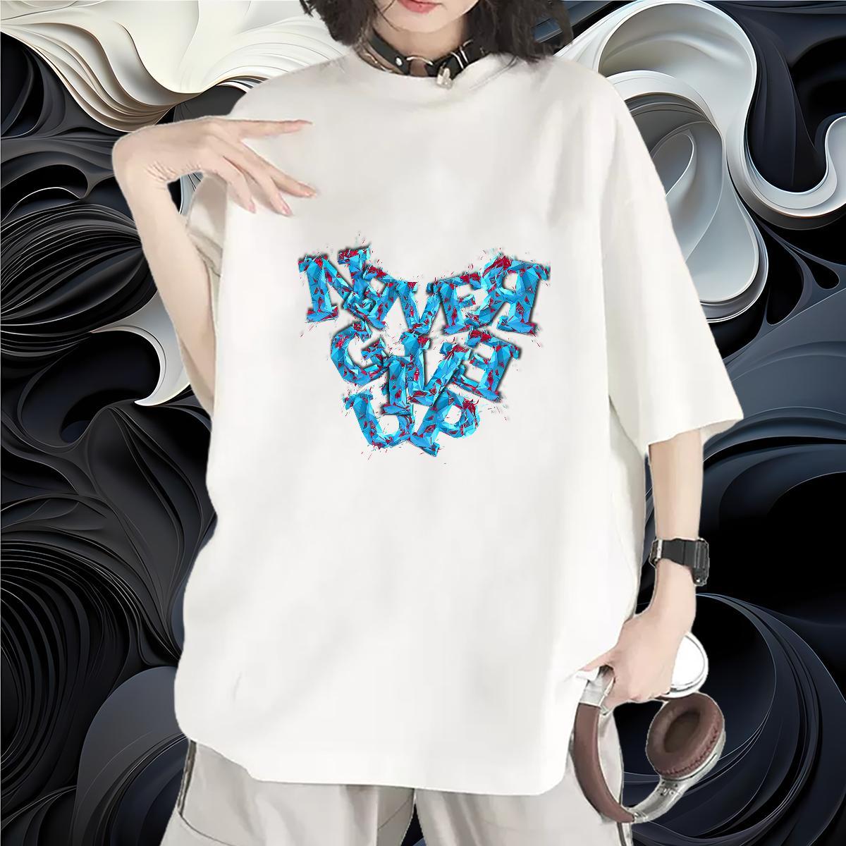 Female Women Tees 230g 100% Cotton painting Outdoor T-Shirts for Women Breathable Short Sleeve DIY Printed Top Shirts