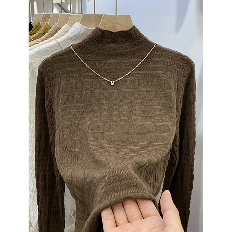 autumn womens plain collar long sleeved casual ral Korean style elegant slim knit sweater