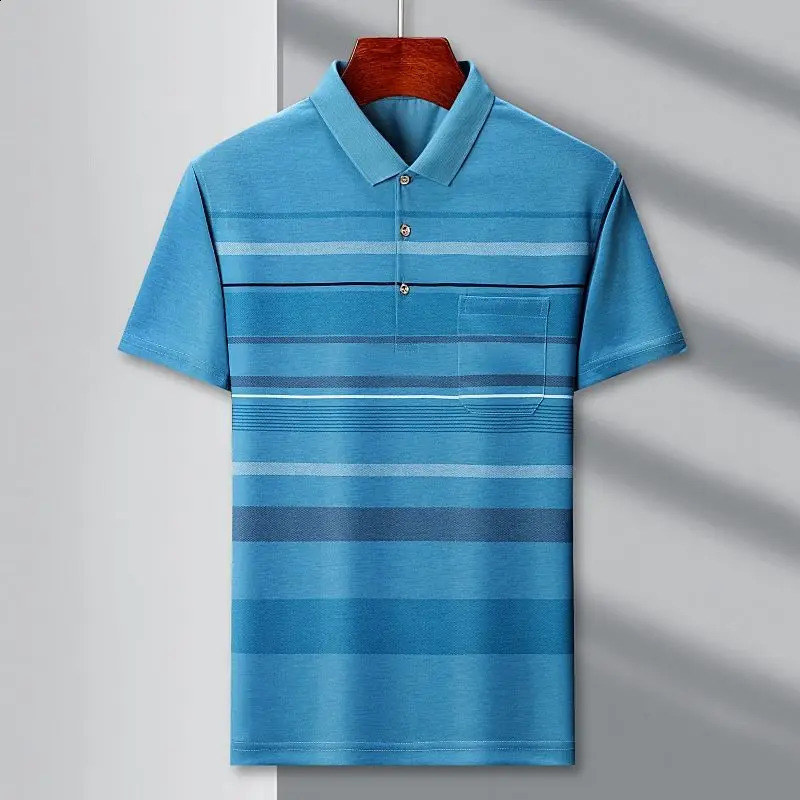 Casual Trend Men Polo-Neck Contrast Color Shirt Summer Male Clothes Fashion Business Office Short Sleeve Pure Cotton Tops 240824