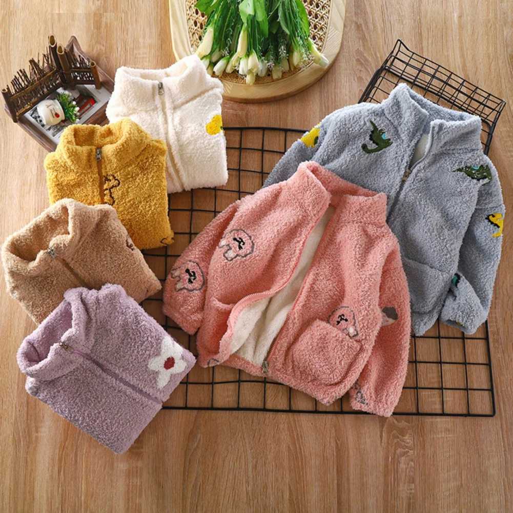 Childrens jackets for boys and girls autumn and winter clothing warm coral plush baby plush sweaters outdoor casual clothingW240824