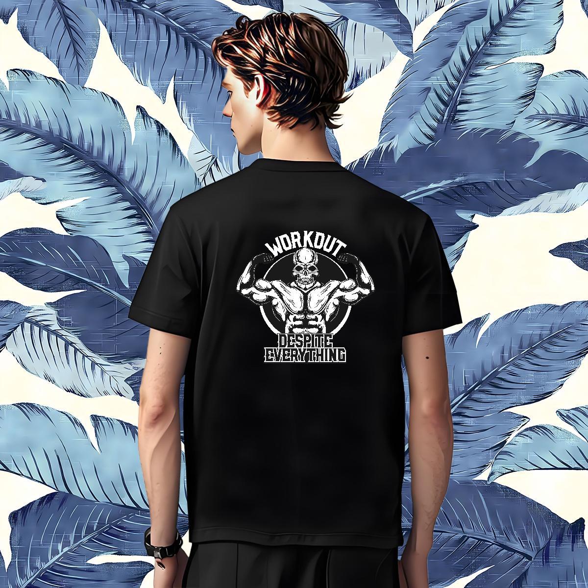 Free Shipping T-Shirts for Men 230g Pure Cotton skull Casual Daily Wear Custom Big Size Breathable Short Sleeve Tshirts 2024 DIY Top Tees