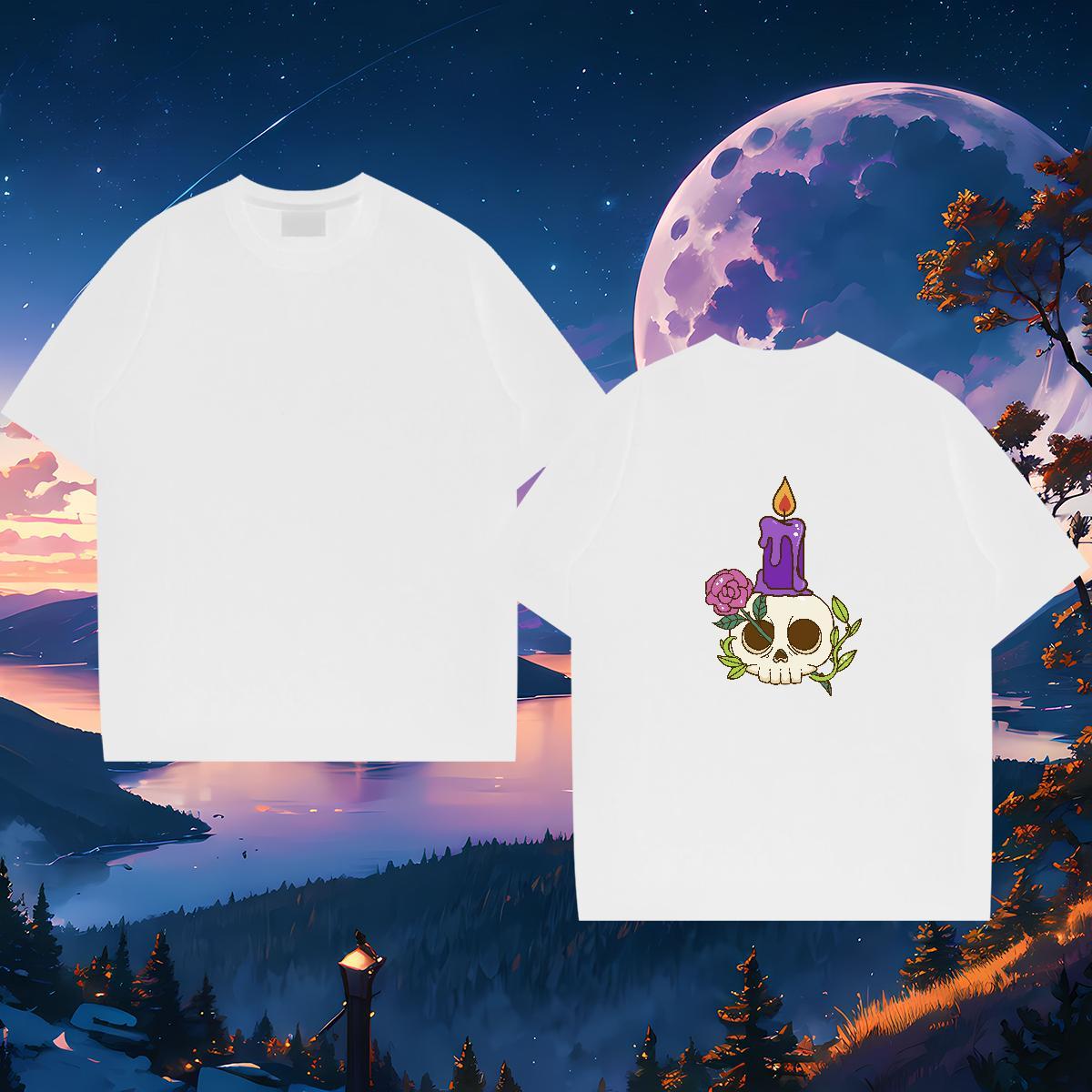 Designer T shirt 230g Pure Cotton skull Street wear Hip Hop DIY Printed O-Neck Short Sleeve Tshirt for Man Woman Fashion Casual Tops Tees