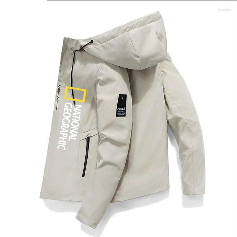 Men's Jackets 2024 Autumn Winter Nationals Geographics Board Jacket Windbreaker Zipper Casual Work Fashion Outdoor Hoodie