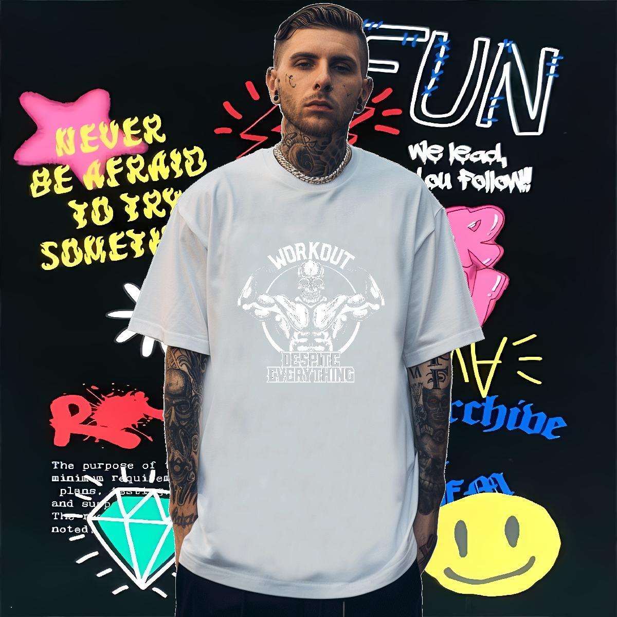 Cool Design Man T Shirts 230g Cotton skull Home Outdoor Custom Printing Short Sleeve O-Neck Tshirts 2024 Tops Tees