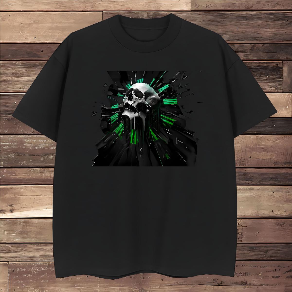 Brand T-Shirts 230g Cotton skull Outdoor Anime Print Breathable Soft Men Tshirts Classic Tops