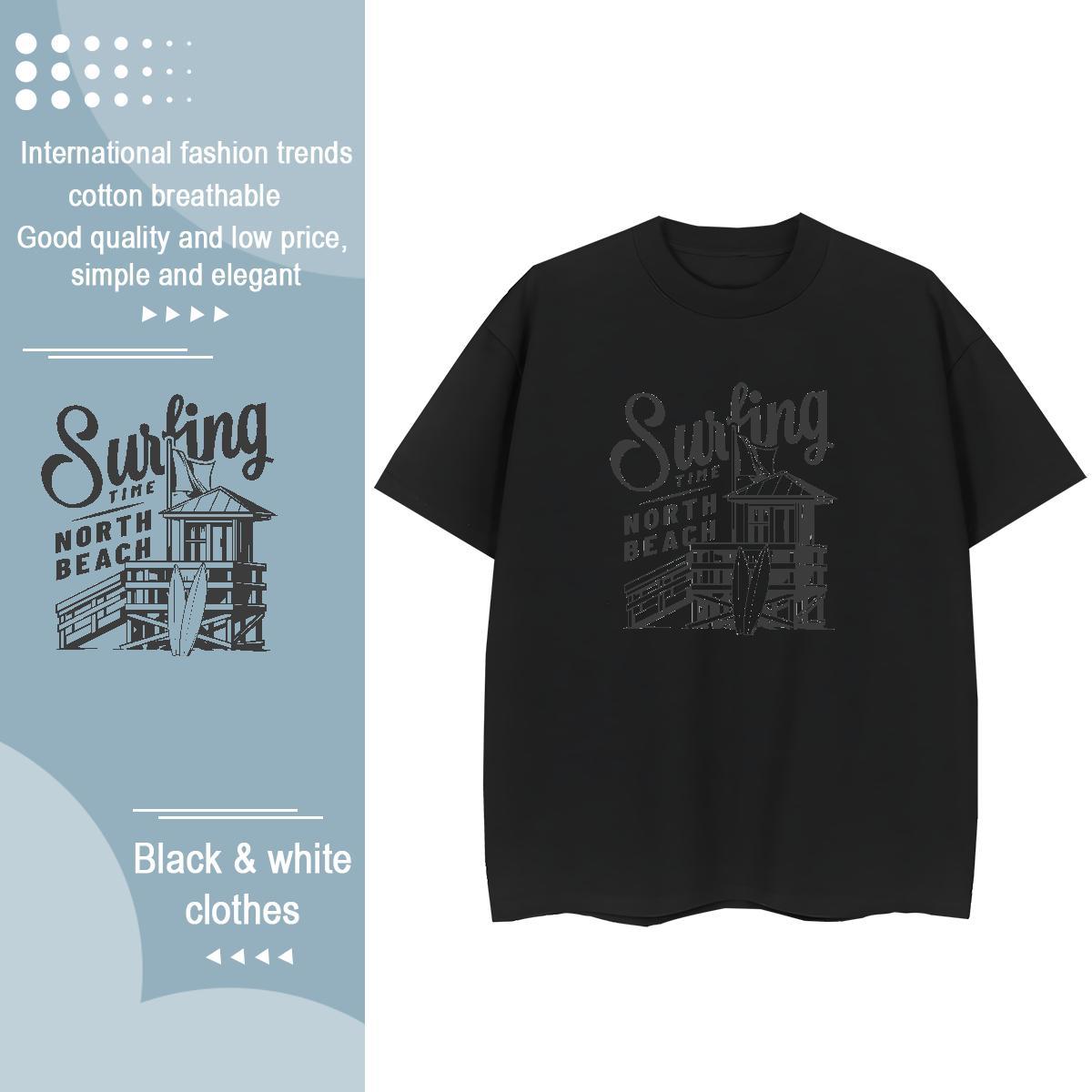 Soft Woman Tshirt 230g Cotton painting Beach T shirt O Neck Short Sleeves Customized Print Tops