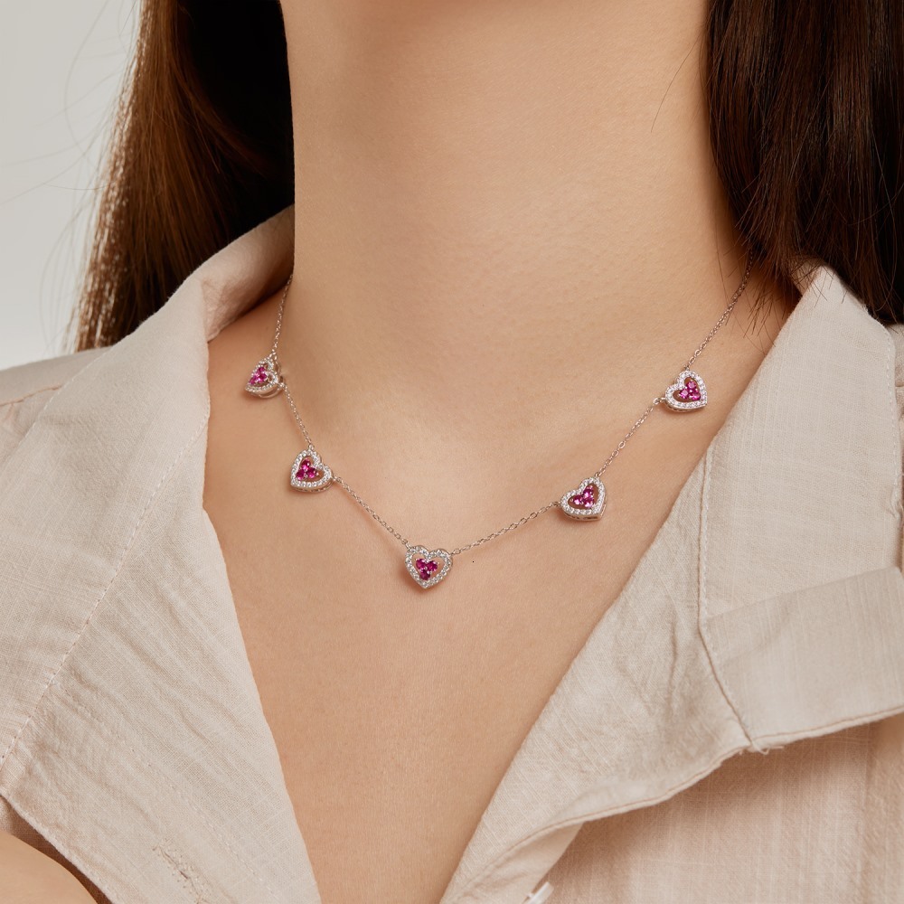 Korean version INS style new S pure sier collarbone chain heart zircon series fashionable and versatile design sense women's batch