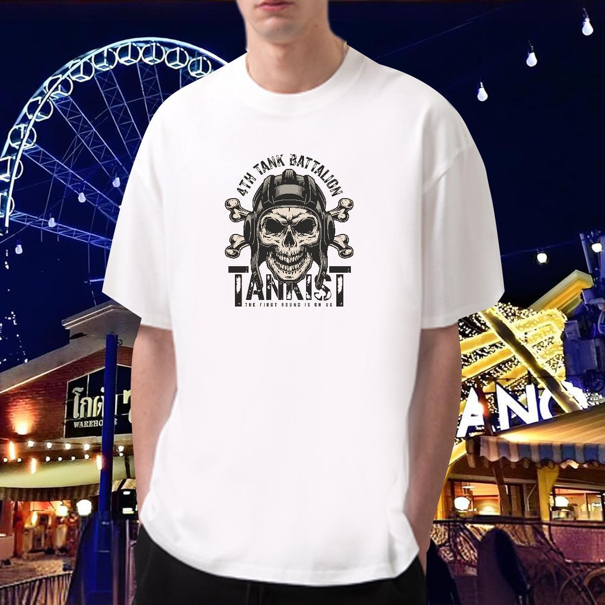 Loose T-Shirts 230g Cotton skull Spring Summer Plus Size Custom Breathable Short Sleeve Men Tshirts Customized Tees