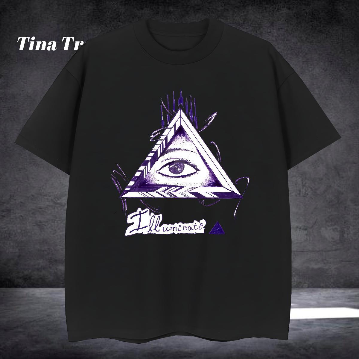 Popular T shirt 230g Pure Cotton eye of the devil Home Outdoor Black Oversized Breathable Crew Neck Men Tops Tees Brand Tees Shirts