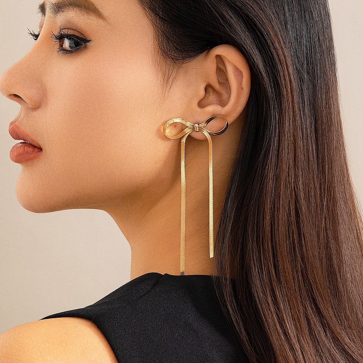 Hot selling BowEarring bow earrings, niche metal ribbon knots, French minimalist earrings
