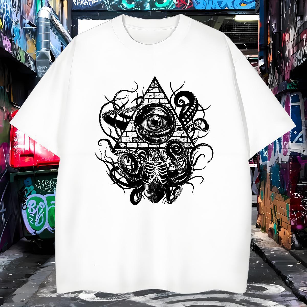 Popular Man T Shirts 230g Pure Cotton eye of the devil Hip Hop Custom Printing Round Neck Short Sleeve Men Tshirts DIY Customized Tops Tees