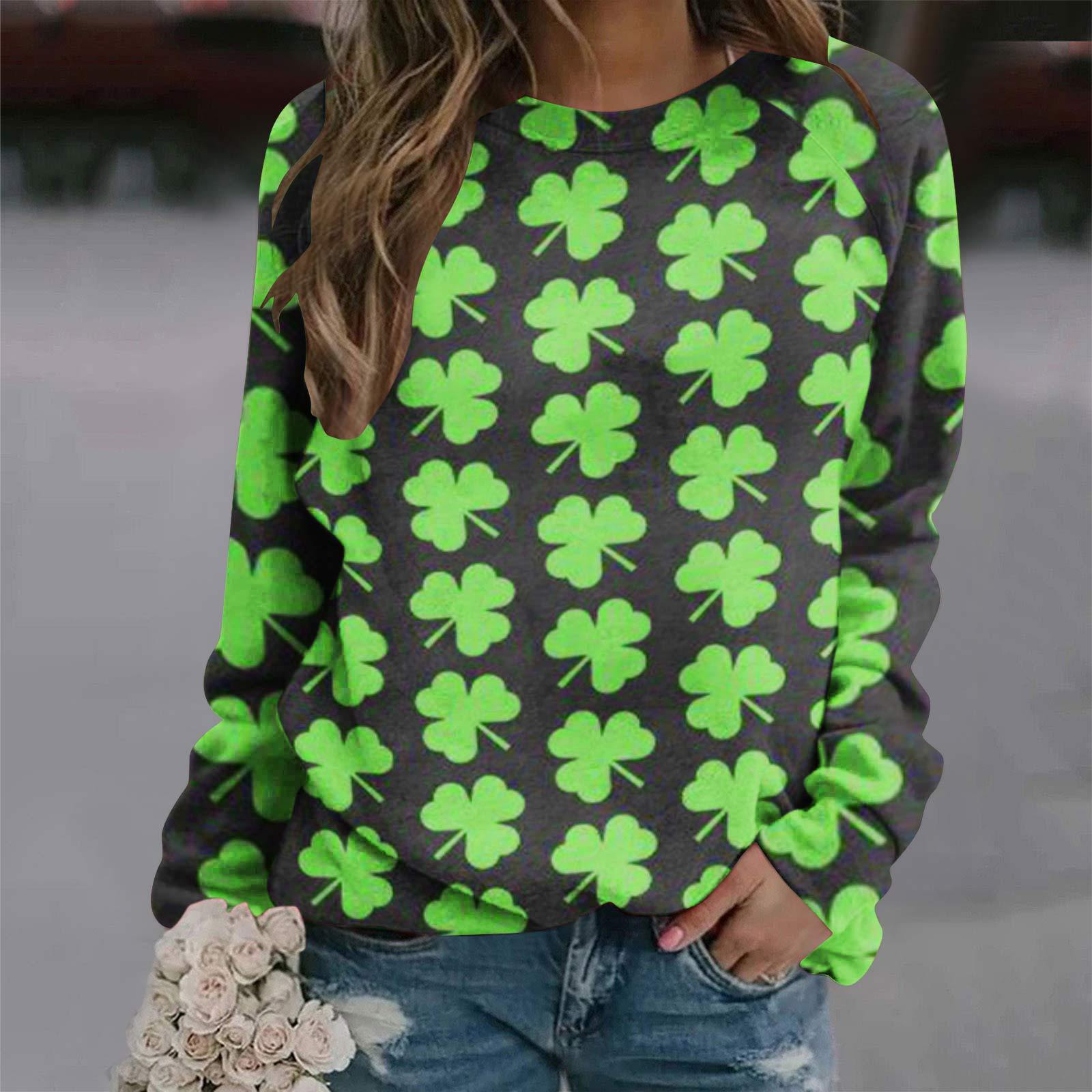Autumn Product Clover Printed Women's Round Neck Hoodie Casual Top dongdumaoyi