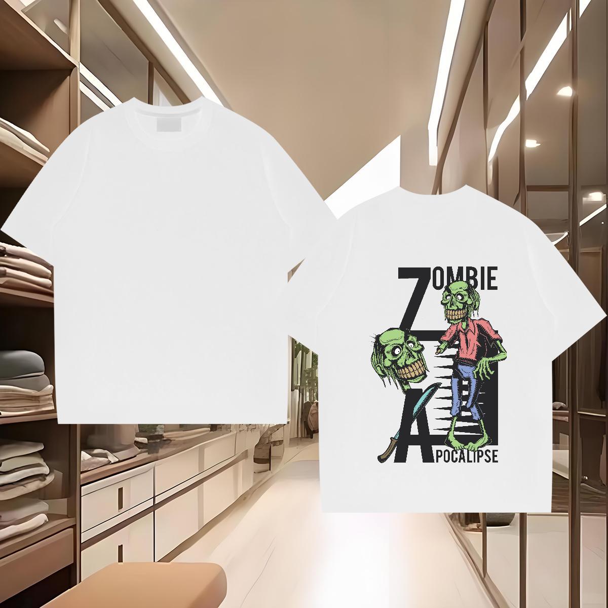 Soft Man T Shirts 100% Cotton 230g skull Anime Printing Street DIY Printed Crew Neck Men Tshirts 2024 DIY Tops