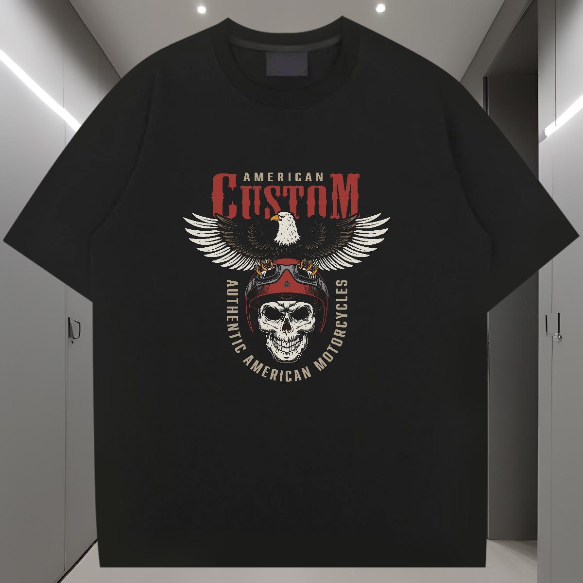 Cool Design T Shirts Men 100% Cotton 230g skull Casual Beach Oversized 3XL 4XL Breathable Crew Neck Men Tshirts Classic Tops Tees
