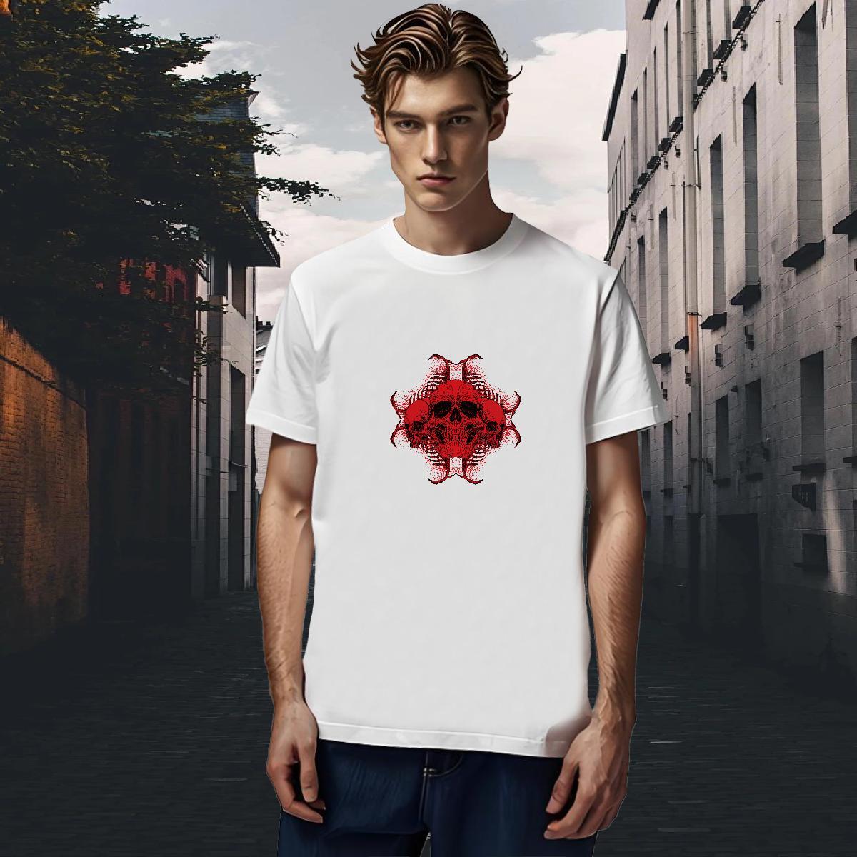 Loose Men T Shirts 230g Cotton skull Sports Casual White Plus Size Breathable Crew Neck Men Clothes T-Shirt Factory Direct Tshirts