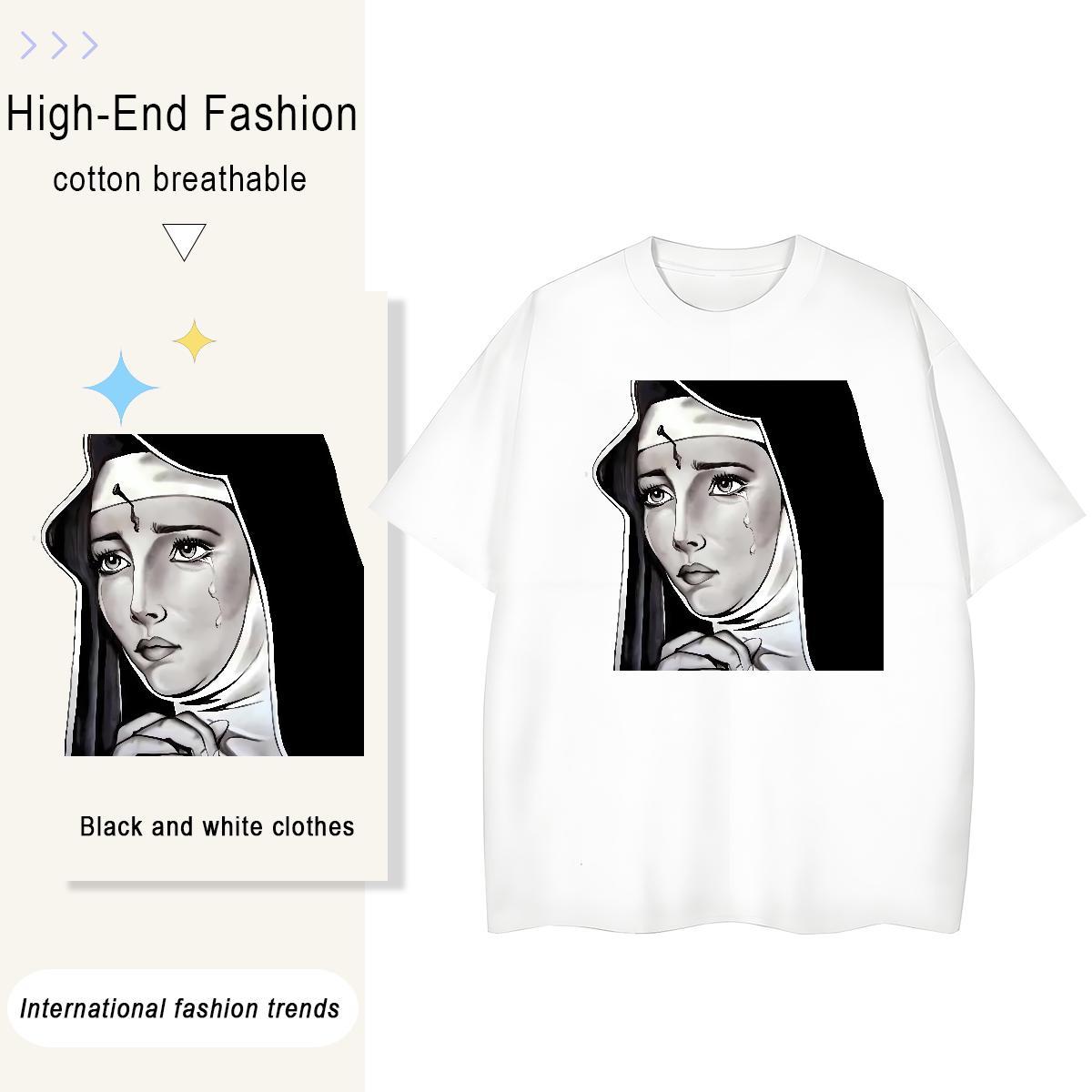 Free Shipping Couples T Shirts 230g 100% Cotton injured Casual Daily Wear T-Shirts Short Sleeve O-Neck Oversized Tees