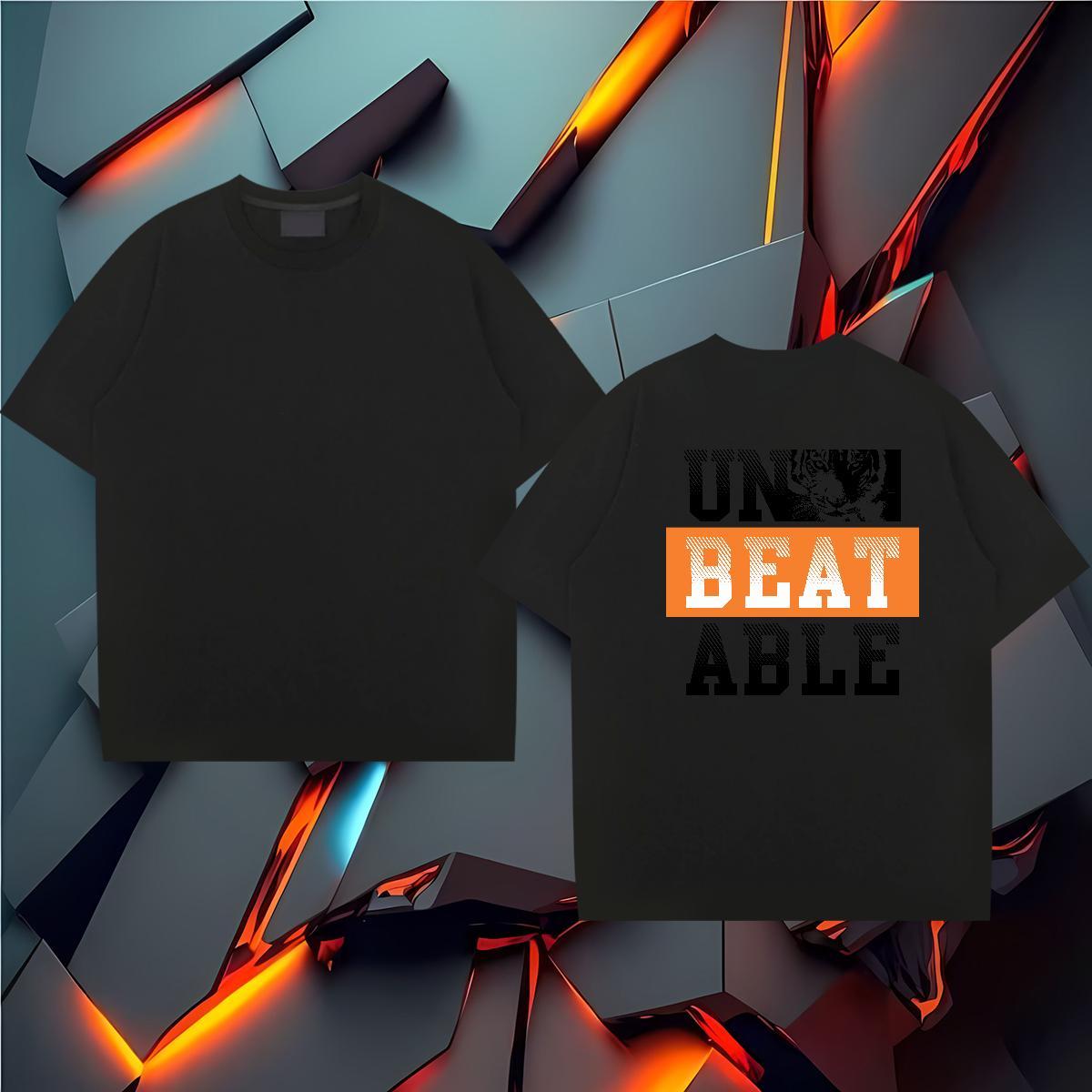 Unisex T Shirt For Man 230g Cotton letter Beach Black Oversized Short Sleeve O-Neck Men Clothes T-Shirt DIY Tees