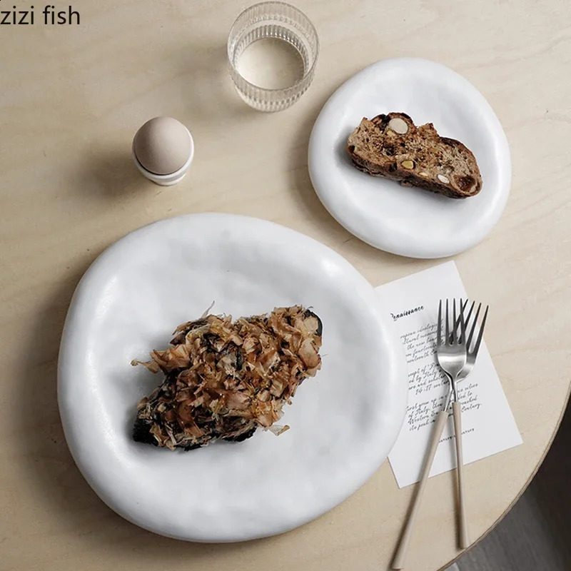 Irregular shaped ceramic pastry bread plate sushi steak creative home kitchen utensil snack service 240826