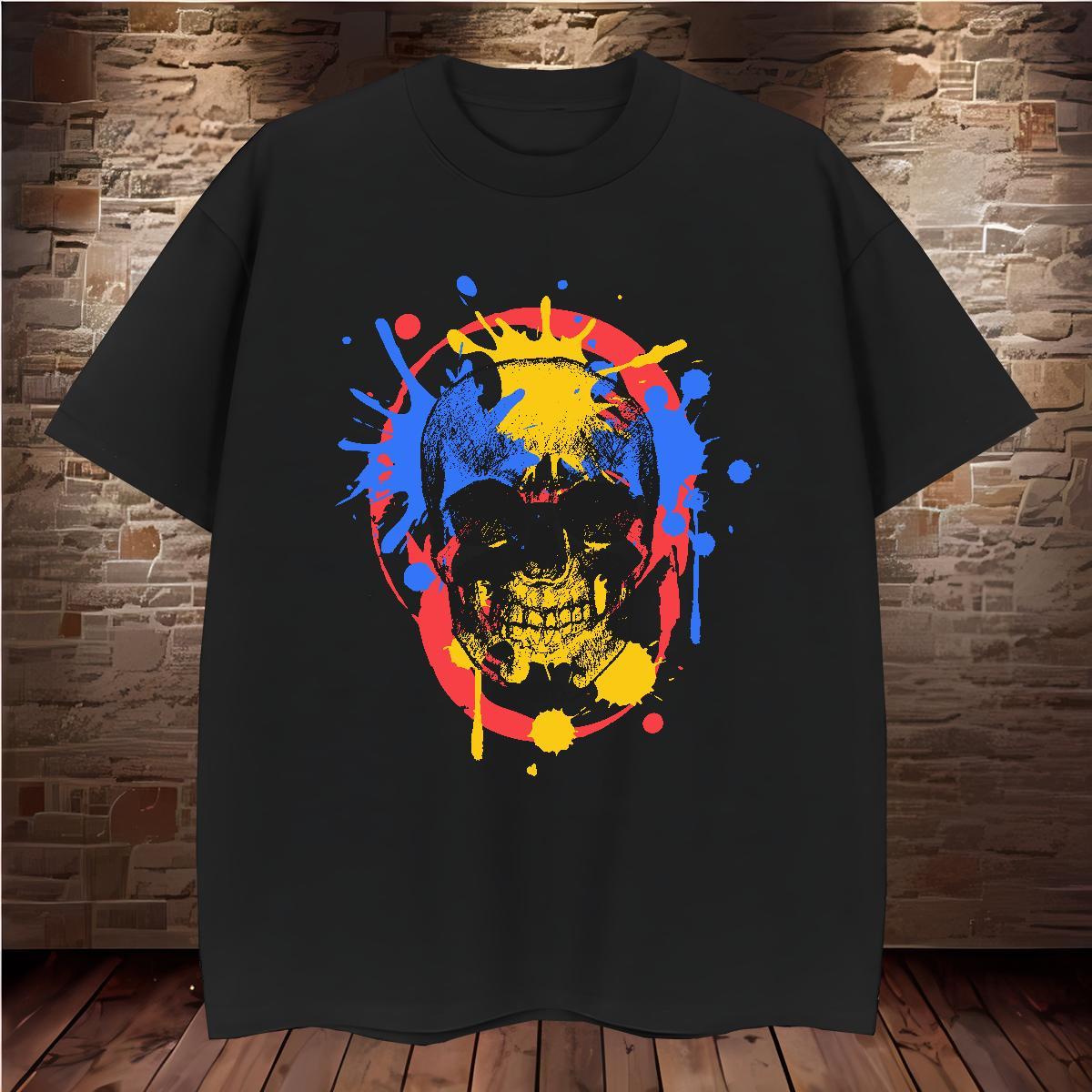 Unisex Mens T Shirts 230g Pure Cotton skull Sport Plus Size Custom Round Neck Short Sleeve Men Tshirts 2024 Summer Clothings