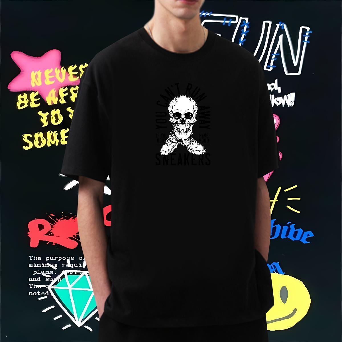 Cool Design T Shirts Men 100% Cotton 230g logo Street wear Hip Hop Anime Print Crew Neck Breathable Couples T Shirts Classic Casual Clothings