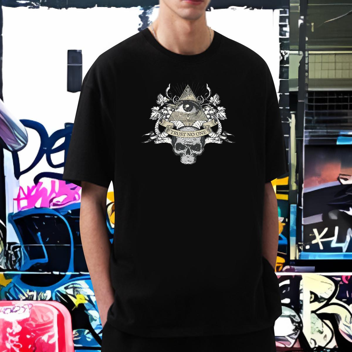 Cool Design T Shirt For Man 230g 100% Cotton eye of the devil Casual Daily Wear Plus Size Cartoon Crew Neck Tshirts Classic Casual Clothes