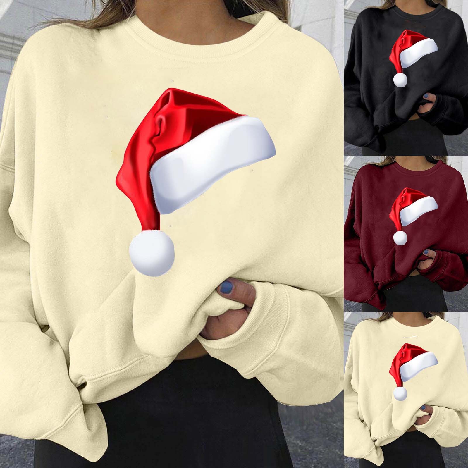 Christmas hat personalized print new plus size women's loose fit dongdumaoyi