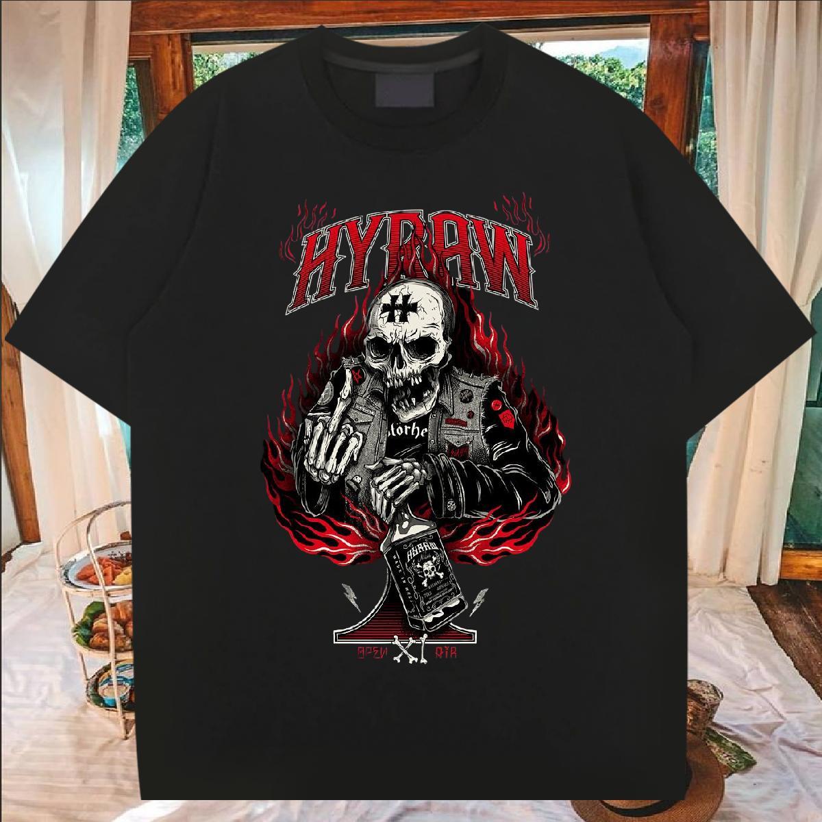 Loose Fit T Shirt For Man 230g 100% Cotton skull Street Cartoon Print Breathable Short Sleeve Tshirts Classic Clothings