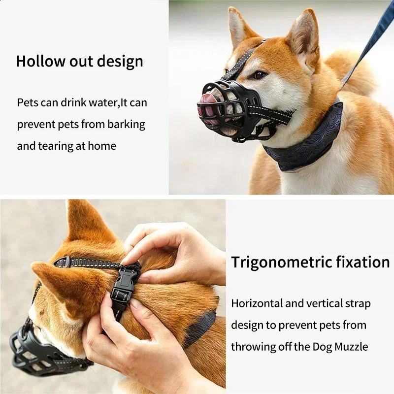 Soft Glue Adjustable Dog Muzzle Antibiting Chewing Mask Breathable Durable Strong Basket Supplies 240824