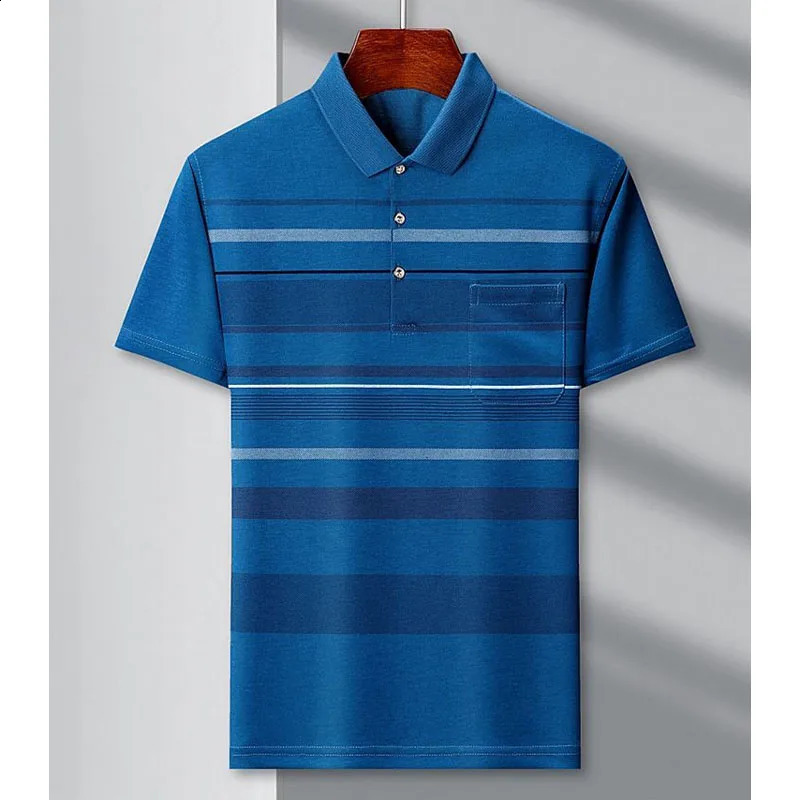 Casual Trend Men Polo-Neck Contrast Color Shirt Summer Male Clothes Fashion Business Office Short Sleeve Pure Cotton Tops 240824