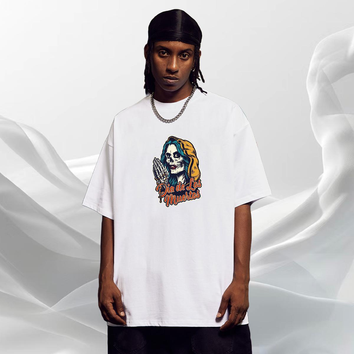 Popular T shirt 230g Pure Cotton skull Daily Outfit Custom Printed O Neck Short Sleeves Couples T Shirts Factory Direct Tops Tees