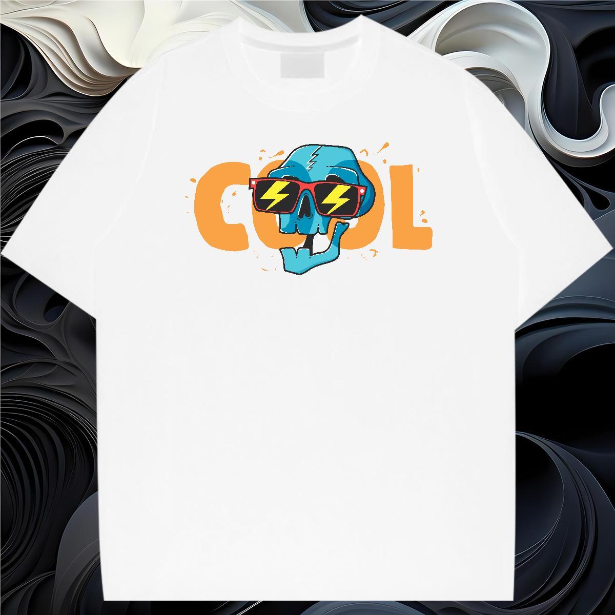 Classic T Shirts Men 230g Pure Cotton skull Daily Wear Plus Size Cartoon O Neck Short Sleeves Tshirt for Man Woman Fashion Tees Shirts