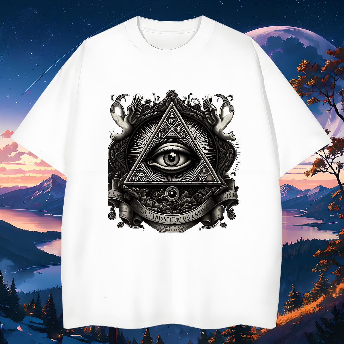 High Quality Mens T Shirts 230g Cotton eye of the devil Daily Wear Oversized 4XL Round Neck Short Sleeve Men Clothes T-Shirt New Arrival Tees Shirts