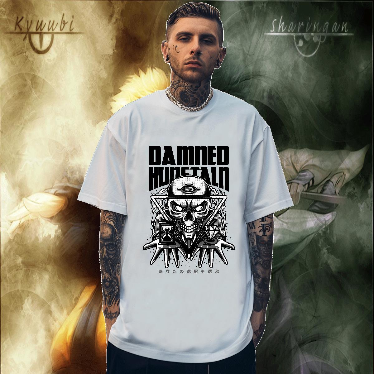 Classic Men T Shirts 230g Pure Cotton skull Casual DIY Anime Breathable Soft Couples T Shirts 2024 Tops Shirt