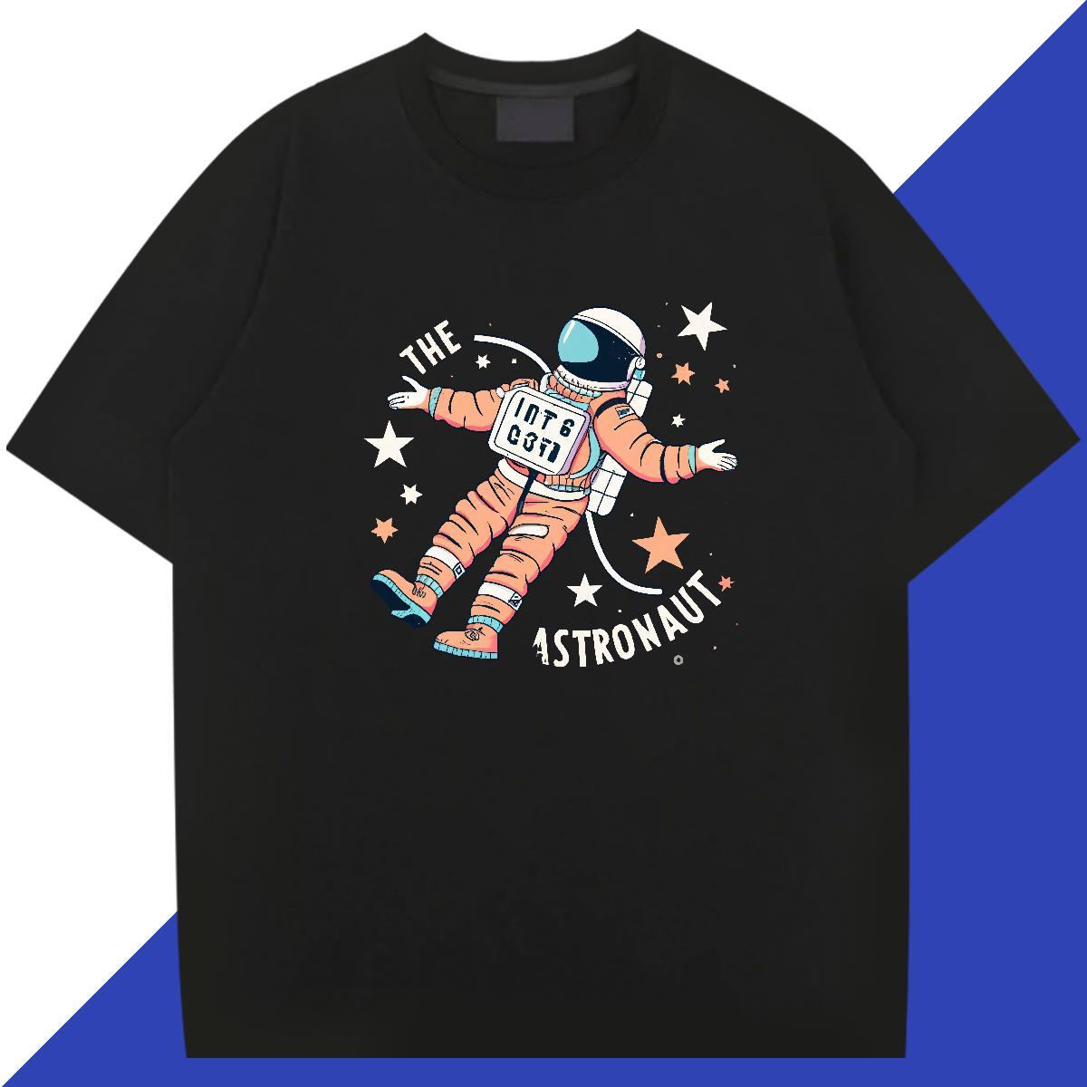 Wholesale Mens T Shirts 230g Pure Cotton spaceman Street Wear DIY Anime Crew Neck Men Tees Customized Clothings