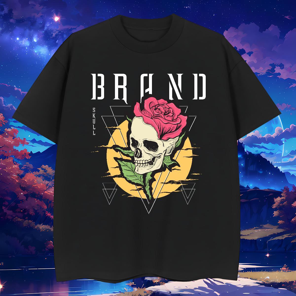 Free Shipping Men T Shirts 230g 100% Cotton flower Daily Wear Custom Printing Crew Neck Breathable Tshirts 2024 Summer Clothes