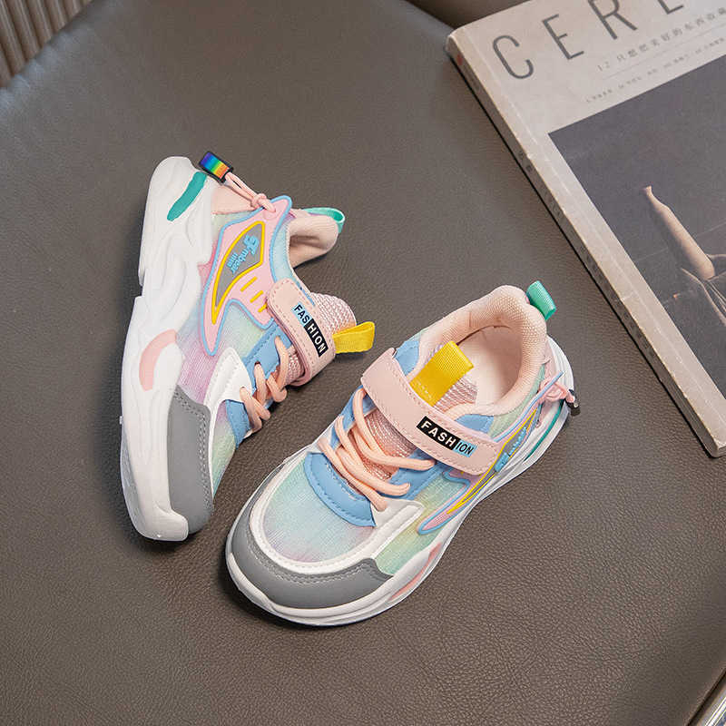 Athletic Outdoor Spring and Autumn 2024 New Breathable Mesh Sports Girls Dad Shoes Casual Trendy Middle aged Children H260130