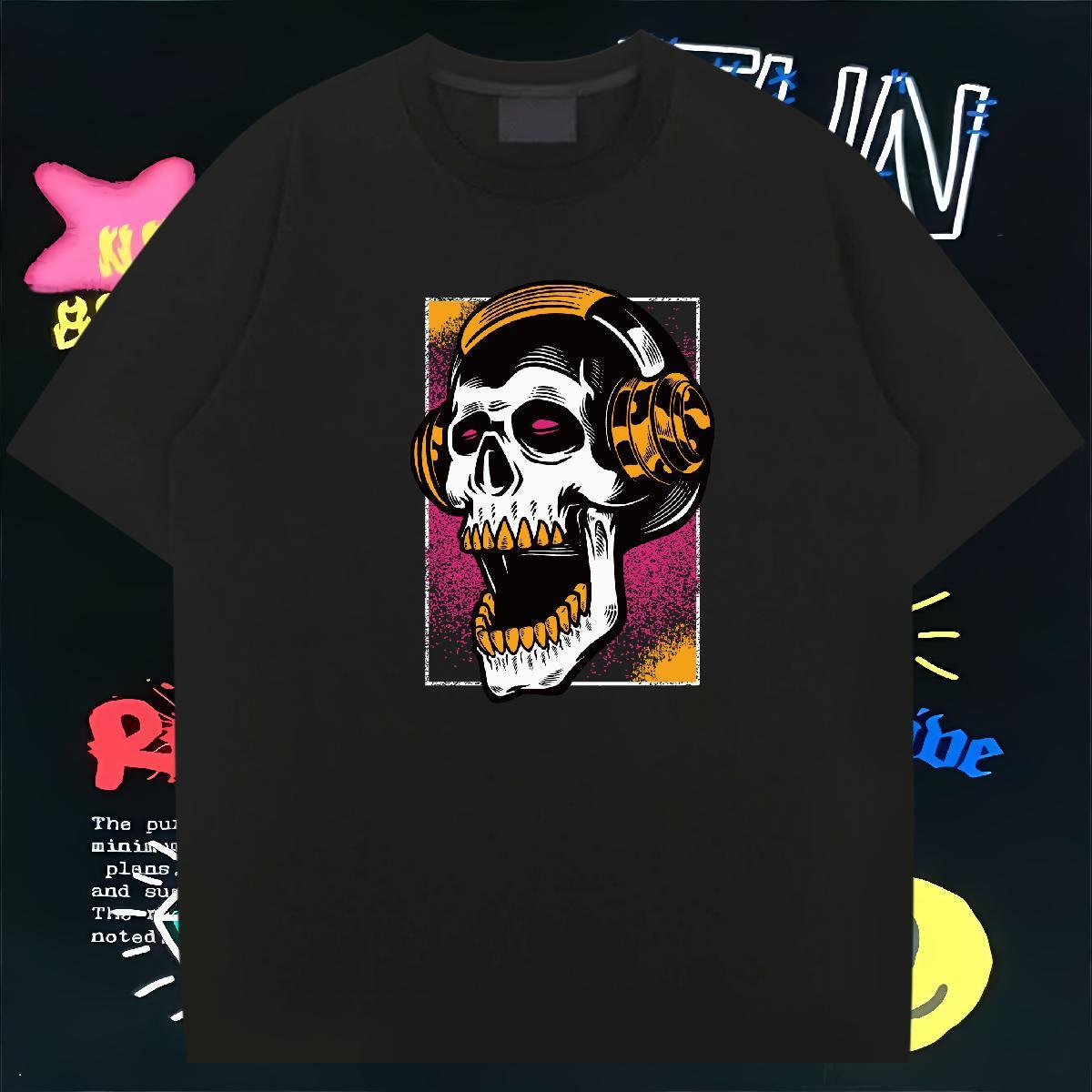 Cool Design Mens T Shirts 100% Cotton 230g skull Street DIY Printed Breathable Crew Neck Couples T Shirts 2024 DIY Polos