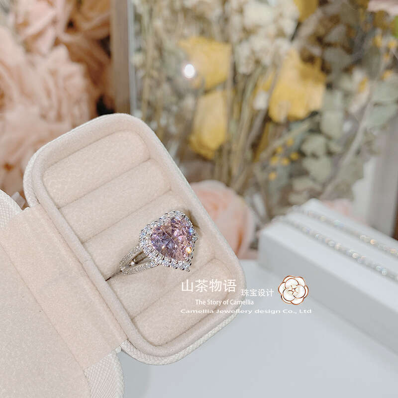 INS Top 925 Sterling Silver Diamond Retro Peach Heart Luxury Big Wedding Band Rings Luxury Rings Set for Bridal Women Engagement Finger Party Gift Des