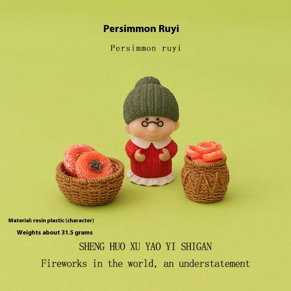 Adorable Microlandscape Diorama - Charming Persimmon-Filled Miniature Basket Ideal for Dollhouse Decorators