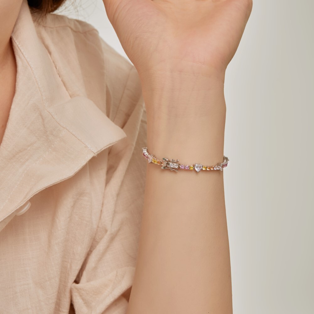 Japanese and Korean New S Pure Sier Bracelet High grade Love Diamond Zircon Inlaid Fashion Versatile Women's Handicraft