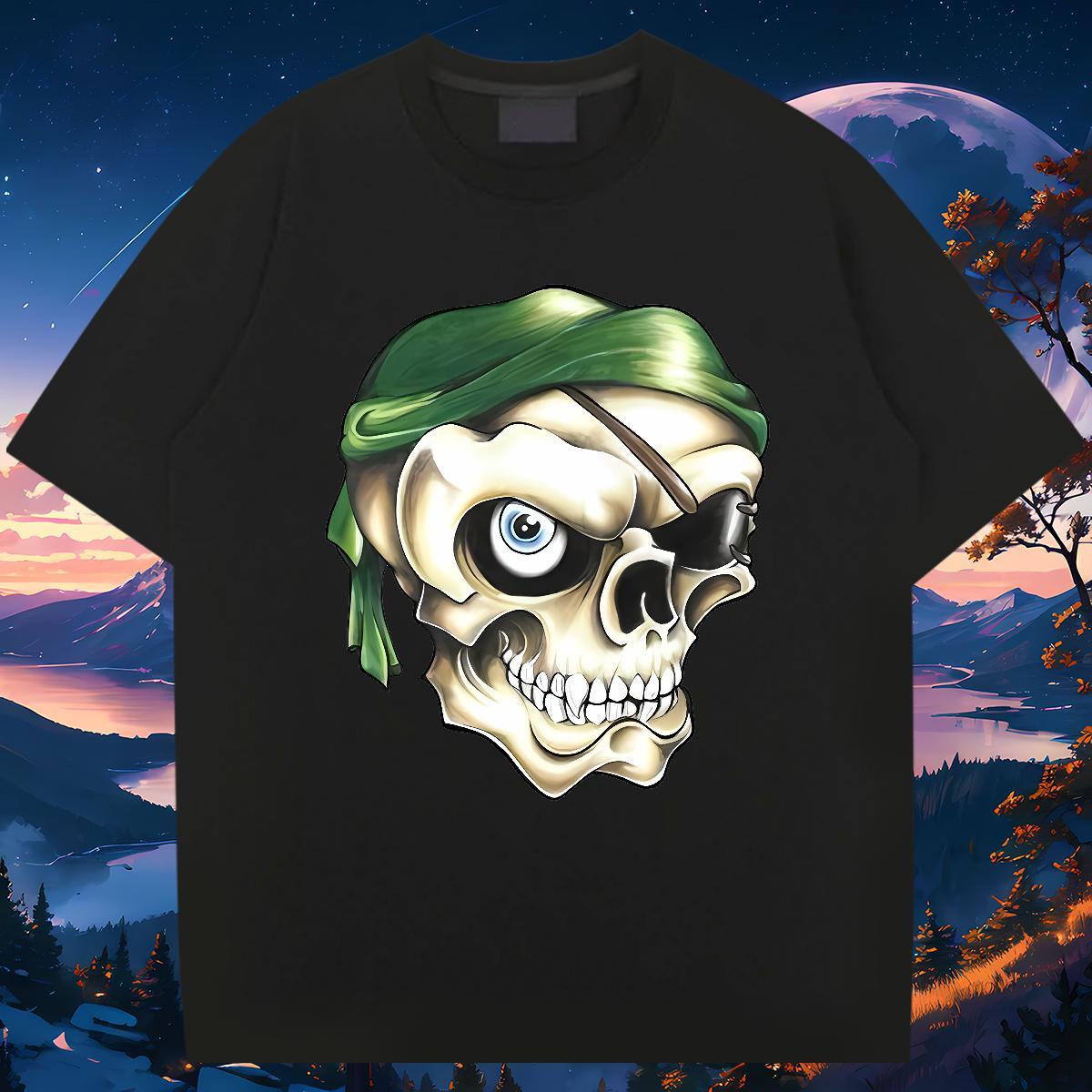 Wholesale Mens T Shirts 230g 100% Cotton skull Daily Wear Black Oversized Breathable Short Sleeve Tshirts Fashion Casual Top Tees