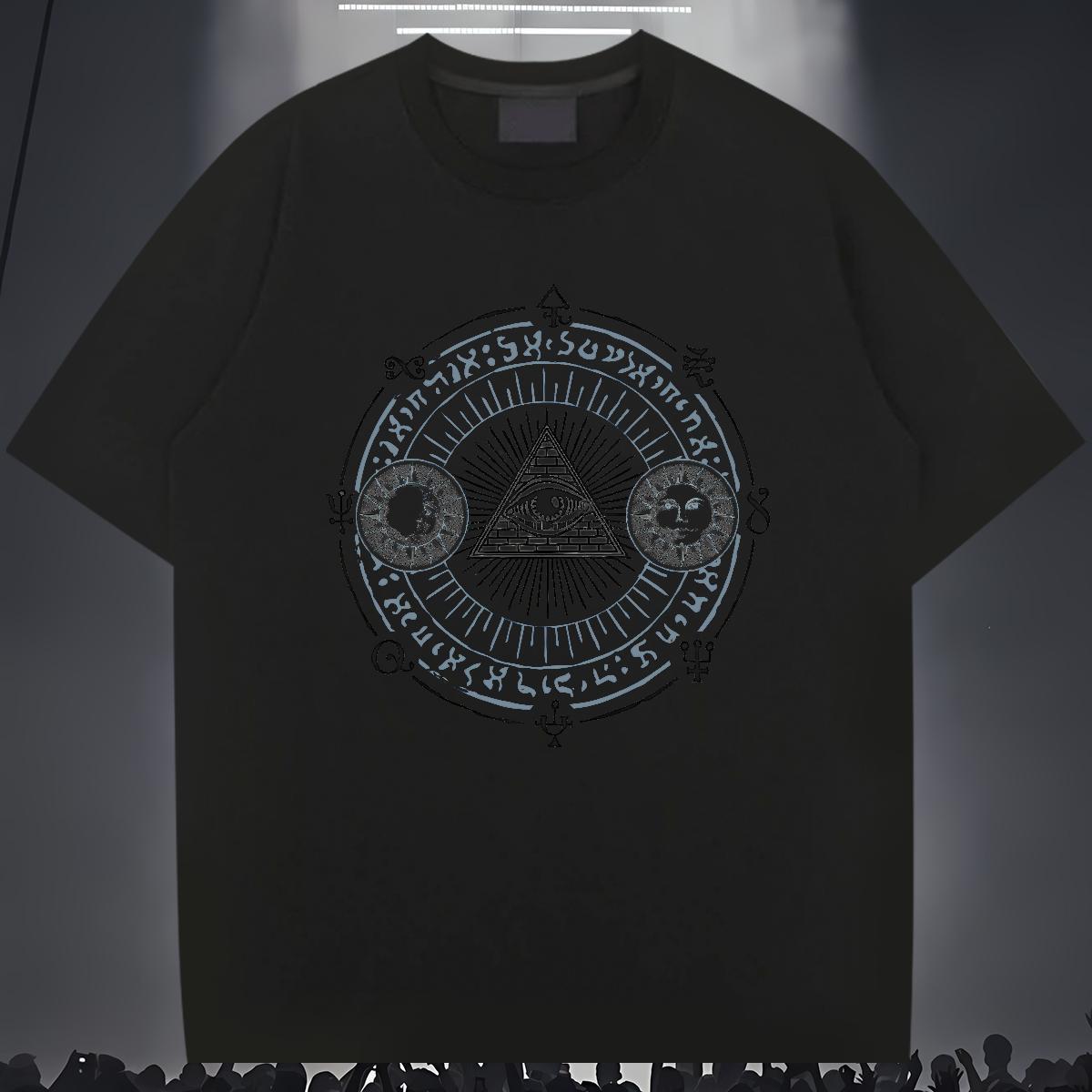 Cool Design T-Shirts for Men 100% Cotton 230g eye of the devil Casual Daily Wear Cartoon Print O-Neck Short Sleeve Tshirt for Man Woman Factory Direct